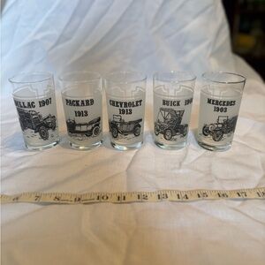 Vintage Car Themed Glass Set